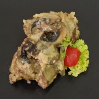Печінка куряча з грибами 